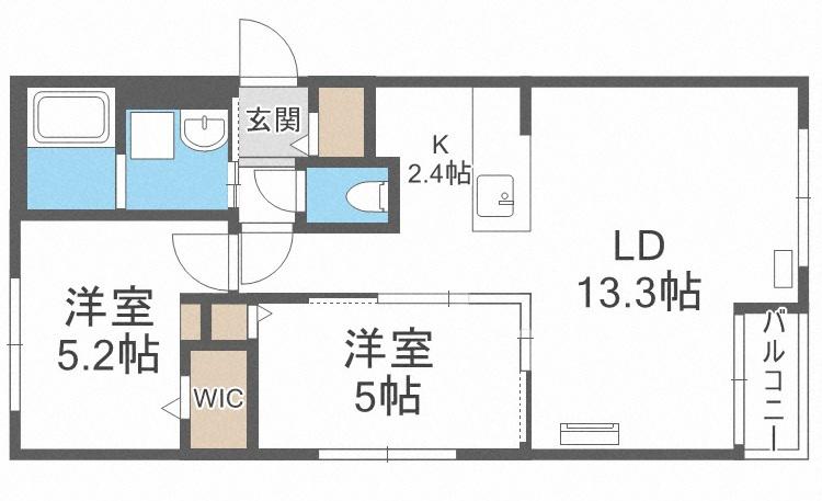 カームヒルズ(2LDK/3階)の間取り写真