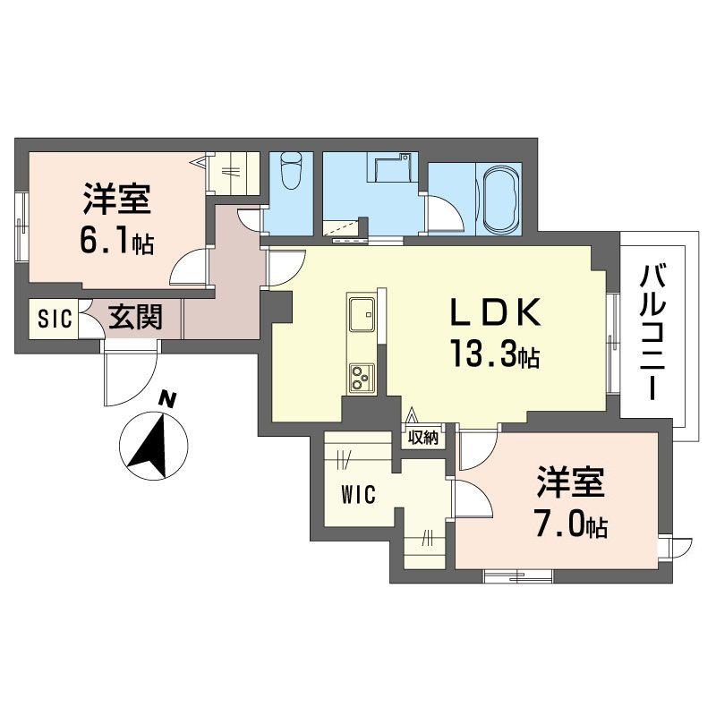 クレスティークI(2LDK/2階)の間取り写真