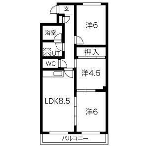 エミナンス竜美丘(3LDK/1階)の間取り写真