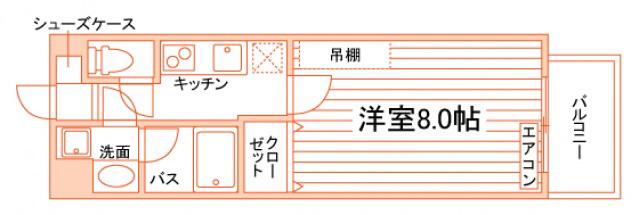 THE MODERN学南町(1K/4階)の間取り写真