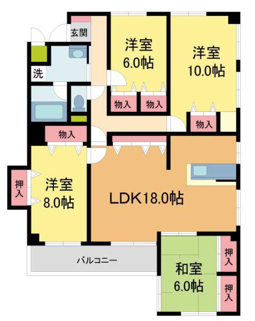夙川ガーデンハイムⅡ(4LDK/2階)の間取り写真