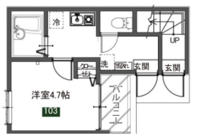 メルディア東堀切(1SK/1階)の間取り写真
