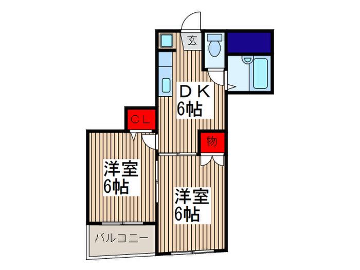 ヴァンベ-ル鳩ヶ谷(2DK/2階)の間取り写真
