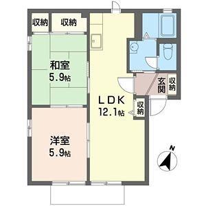 ポート・ストークA(2LDK/1階)の間取り写真