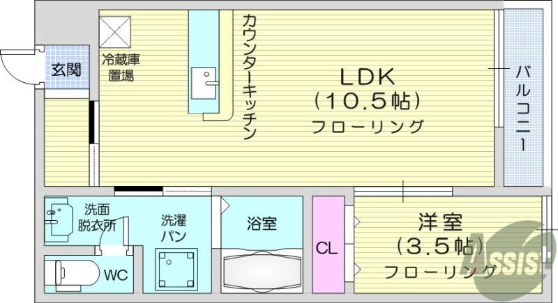 エスポワール(1LDK/2階)の間取り写真