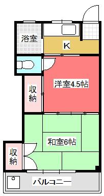 コーポ青木B(2K/2階)の間取り写真