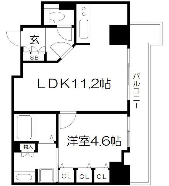 ジーニス大阪ウエスト(1LDK/28階)の間取り写真