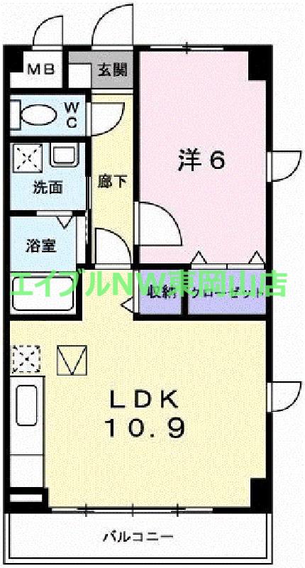 スカイマンション(1LDK/1階)の間取り写真