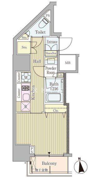 RESIDENCE高輪台(1K/3階)の間取り写真
