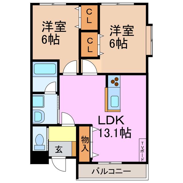 ユートピア徳重(2LDK/2階)の間取り写真