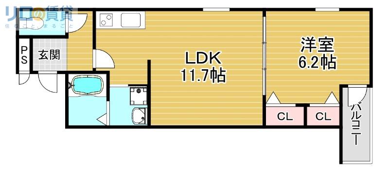 フジパレス ダイドウ2丁目(1LDK/3階)の間取り写真