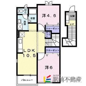 ガーデンヒルズB(2LDK/2階)の間取り写真