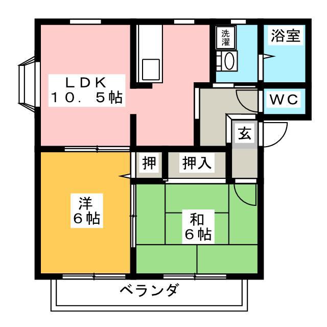ガーデンクリアC(2LDK/1階)の間取り写真