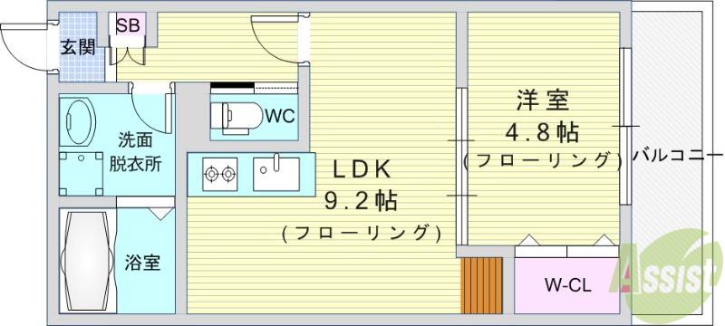 プリヴェ豊中曽根(1LDK/2階)の間取り写真