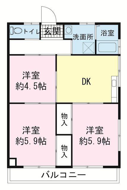 新井アパート(3DK/1階)の間取り写真