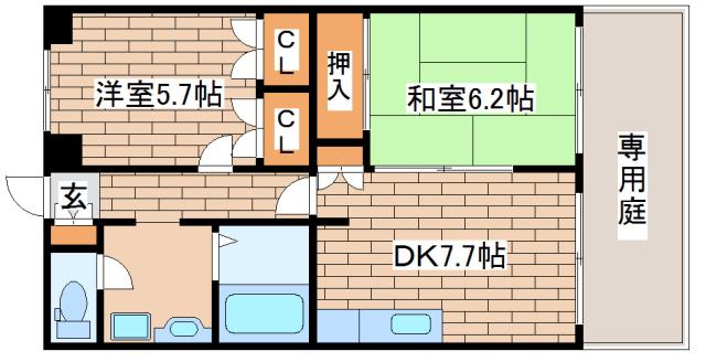 INK東灘(2DK/3階)の間取り写真