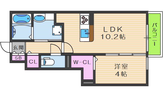 メゾン田中ー海老江(1LDK/1階)の間取り写真