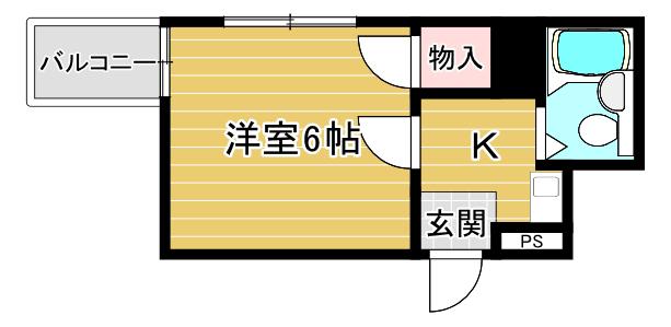 ルーモ矢田I(1K/1階)の間取り写真