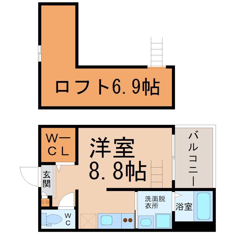 ハイツLLH(1K/2階)の間取り写真