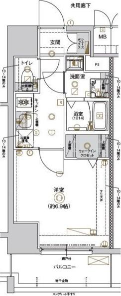 CREST TAPP黒川(1K/13階)の間取り写真