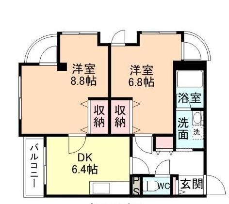 サンサーラ大町(2DK/2階)の間取り写真
