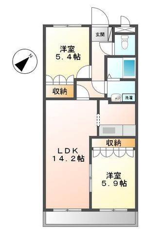 ESPOIR(2LDK/1階)の間取り写真