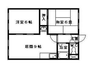 ラフォーレ北海(2DK/1階)の間取り写真