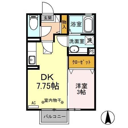 カーサ・ドルチェ(1DK/1階)の間取り写真
