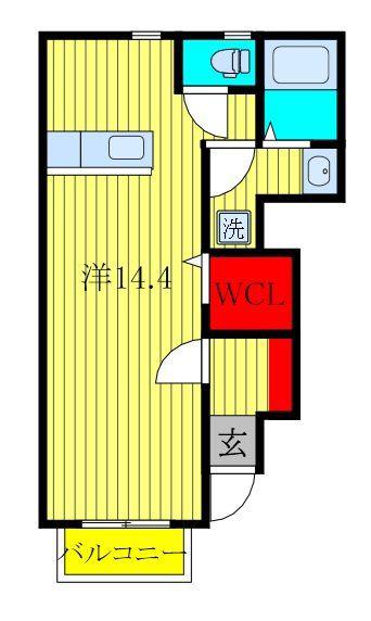 セレシード2番館(1K/1階)の間取り写真