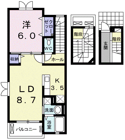 マーヴェラス末広(1LDK/3階)の間取り写真