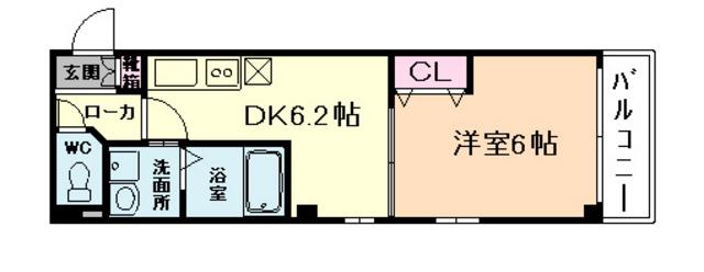 アパートメント玉川(1DK/2階)の間取り写真