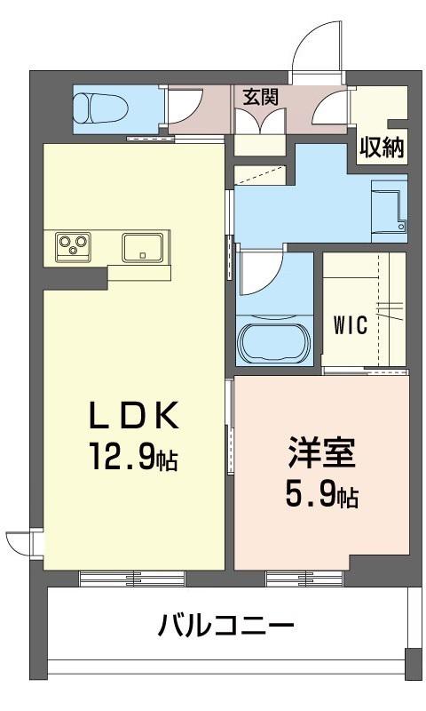 プレディーナ武蔵浦和(1LDK/3階)の間取り写真