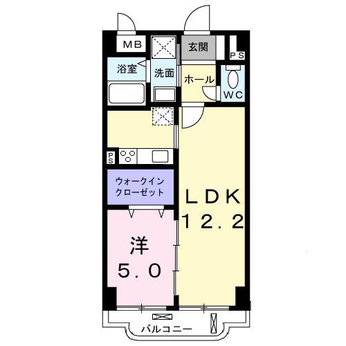 アプリコットこさか(1LDK/4階)の間取り写真