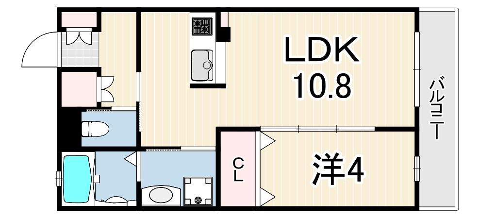 CHIARO VITA(1LDK/2階)の間取り写真