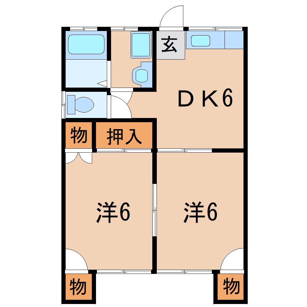 沢目コーポ(2DK/1階)の間取り写真