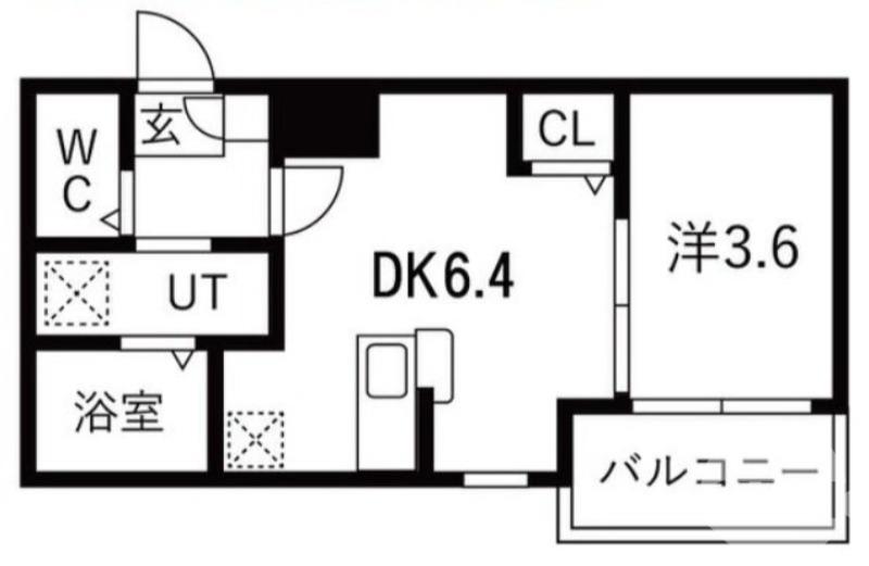 シーエムディス(1DK/1階)の間取り写真