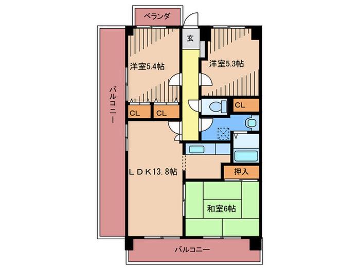 プレステージ和白Ⅲ(3LDK/3階)の間取り写真