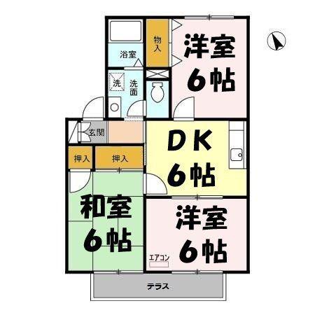 スリーゼハイツ(3DK/1階)の間取り写真