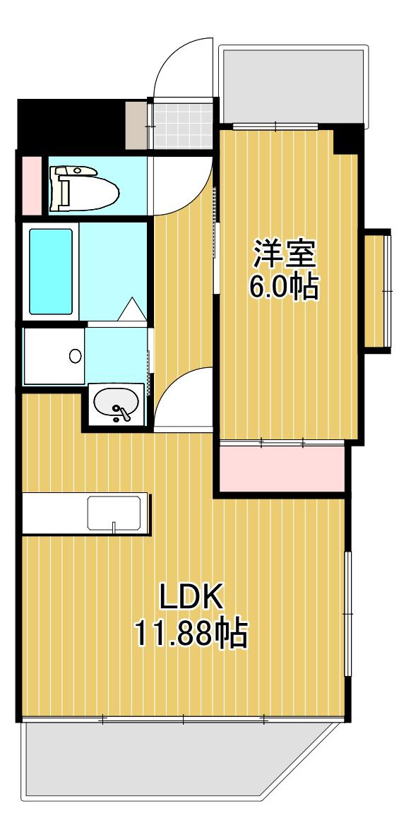 翠ガーデンビル(1LDK/3階)の間取り写真