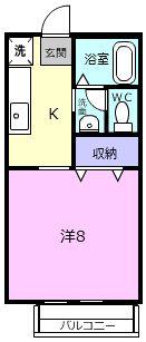 ディアコートみやびIII(1K/2階)の間取り写真