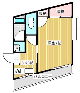 ファミール台宿(1K/3階)の間取り写真