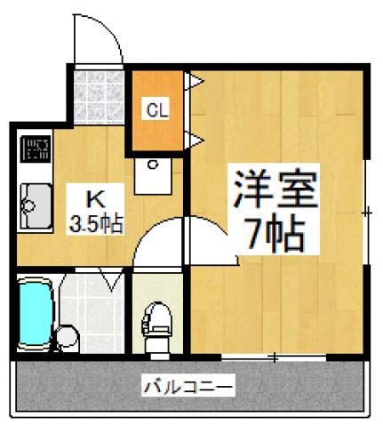ソレーユ小川(1K/1階)の間取り写真