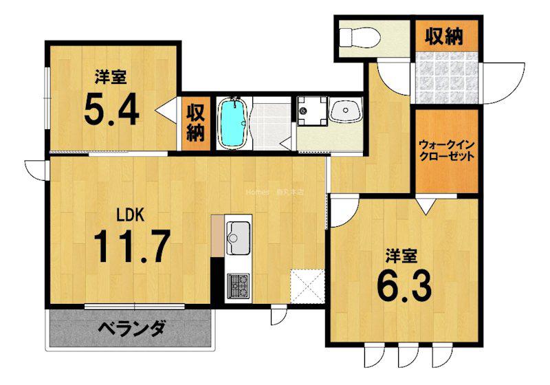 SHAMAISON THE SHIP NISHIGAMO(2LDK/1階)の間取り写真