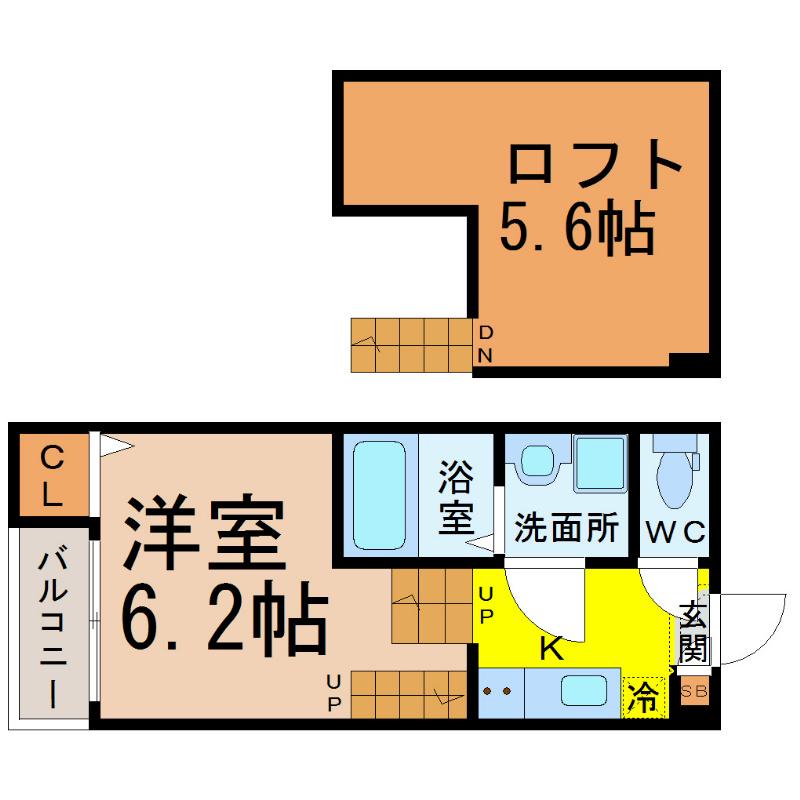 クレール・K・桜山(1K/1階)の間取り写真