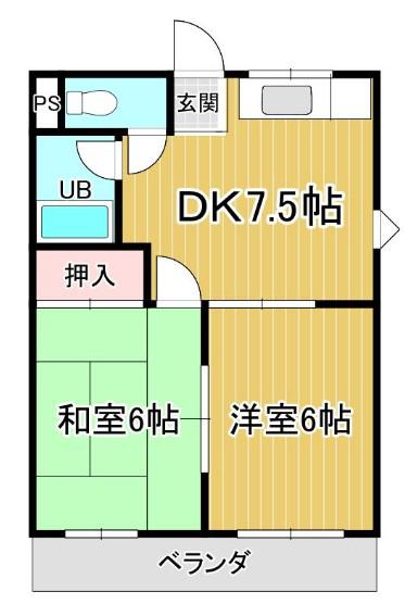 サンコーポI(2DK/4階)の間取り写真