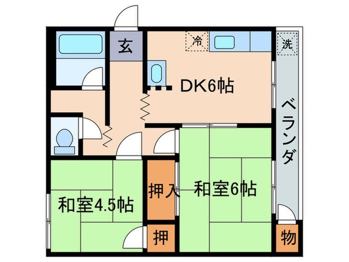 かずみマンションI(2DK/2階)の間取り写真