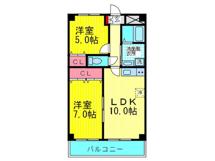 パストラル石切(2LDK/2階)の間取り写真