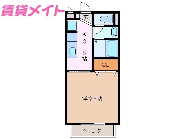 ドエル晃(1K/2階)の間取り写真