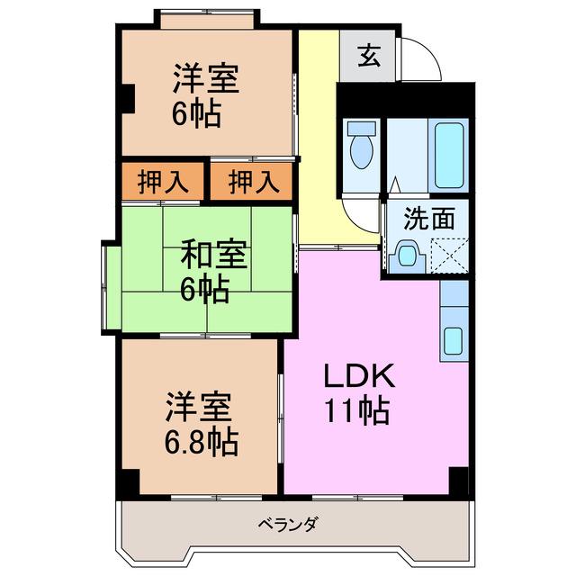 第3横吹小菅ビル(3LDK/2階)の間取り写真