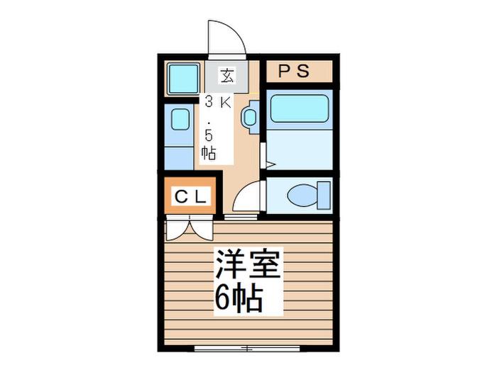 クオレ神明(1K/2階)の間取り写真